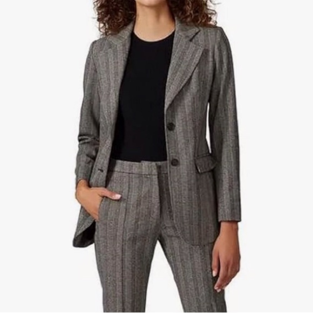Derek Lam Collective Grey Stripe Jacquard Ponte Blazer